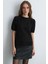 Pullu Kısa Kollu Triko Bluz - Siyah 1