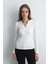 Polo Yakalı Pamuk Örme Bluz - Ekru 1