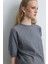 Pullu Kısa Kollu Triko Bluz - Gri 5