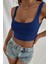 Kadın Lacivert Kalın Askılı Crop Top Büstiyer 6