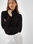 Kadın Siyah Doğal Yün Dokulu Slim Fit Kazak 6