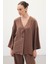 Düğmeli Kimono - Kahve 3