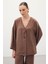 Düğmeli Kimono - Kahve 4