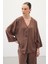 Düğmeli Kimono - Kahve 5