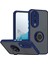 Honor 70 Uyumlu Kılıf Yüzüklü Standlı Extra Darbe Koruma Sert Silikon Kapak - Lacivert 1