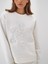 Kadın Ekru Pamuk Dokulu Oversize Sweatshirt 5