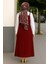 Kadın Bordo Basic Ayarlanabilir Askılı Jile Elbise 2