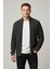Erkek Hırka Fermuarlı Regular Fit Yarım Balıkçı Yaka Antrasit Triko Ceket Normal Kesim Waffle 4