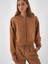 Kadın Camel Pamuk Dokulu Oversize Sweatmont 5