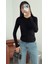 Önü Büzgülü Siyah Soft Touch Bluz 2
