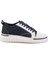 Beyaz Lacivert Hakiki Deri Erkek Sneaker E01401087103 1