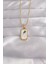 Bfs 316L Çelik Gold Renk Beyaz Mineli Tarot Kolye 1