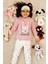 Çocuklar Için Göz Maskeli Karakter Baskılı %100 Pamuk 3 Lü Pijama Takımları 1