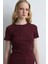 Kısa Kollu Basic Pamuk Tshirt - Bordo 2