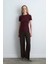 Kısa Kollu Basic Pamuk Tshirt - Bordo 3