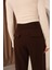 Kadın Kahverengi Dar Kesim Cepli Kumaş Pantolon 6