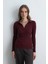 Polo Yakalı Pamuk Örme Bluz - Bordo 1