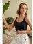 Kadın Siyah Kalın Askılı Crop Top Büstiyer 7
