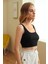 Kadın Siyah Kalın Askılı Crop Top Büstiyer 9