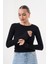 Siyah Uzun Kollu Parmak Gül Detaylı Bluz 4