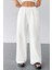 Kadın Beyaz Bol Kesim Cepli Geniş Paça Dökümlü Pantolon 6