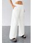 Kadın Beyaz Bol Kesim Cepli Geniş Paça Dökümlü Pantolon 7