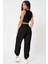 Kadın Siyah Kaşkorse Cepli Jogger Eşofman Altı ve Crop Top Bluz 2