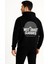 Erkek Kapşonlu Sweatshirt – Oversize Üç Iplik Şardonlu Hoodie, “west Coast Classics” Ön & Arka Baskılı, Kanguru Cepli Kışlık Günlük Stil - Siyah 4