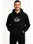 Erkek Kapşonlu Sweatshirt – Oversize Üç Iplik Şardonlu Hoodie, “west Coast Classics” Ön & Arka Baskılı, Kanguru Cepli Kışlık Günlük Stil - Siyah 6