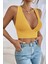 Kadın Sarı Çapraz Sırt Detaylı Şık Crop Top Büstiyer 2