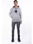 Erkek Regular Fit Kapüşonlu Baskılı Yıkama Efektli Gri Sweat 3