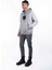 Erkek Regular Fit Kapüşonlu Baskılı Yıkama Efektli Gri Sweat 4