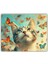 Kedi ve Kelebekler Baskılı Mouse Pad 18X22 cm 1