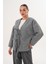 Kırçıllı Önü Bağlamalı Gri Oversize Kaban 3