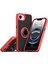 Apple iPhone 16E Uyumlu Kılıf Yüzüklü Standlı Extra Darbe Koruma Sert Silikon Kapak - Kırmızı 1