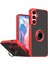 Samsung Galaxy S25 Fe Uyumlu Kılıf Yüzüklü Standlı Extra Darbe Koruma Sert Silikon Kapak - Kırmızı 1