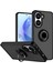 Redmi Turbo 4 Uyumlu Kılıf Yüzüklü Standlı Extra Darbe Koruma Sert Silikon Kapak - Siyah 1