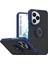 Honor 400 Uyumlu Kılıf Yüzüklü Standlı Extra Darbe Koruma Sert Silikon Kapak - Lacivert 1