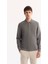 Erkek Koyu Gri Polo Yaka Pamuklu Basic Slim Fit Sweatshirt B001080 1