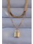 Bfs 316L Çelik Gold Renk Çift Zincir Kilit Model Kolye 1