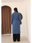 Kadın Indigo Kruvaze Oversize Kuşaklı Uzun Kaşe Kaban 5