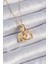 Bfs 316L Çelik Gold Renk Zirkon Taşlı Sonsuzluk Kalp Figür Charm Model Kadın Kolye 1