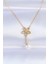 Bfs 316L Çelik Zincir Gold Renk Inci Detay Çiçek Kolye 1