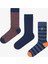 Çok Renkli Erkek Blue Stripe 3lü Soket Çorap 1