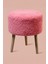 3 Ayaklı Mini Puf - Pembe Teddy Peluş Kumaşlı Mini Tabure 2