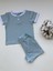 Soft Mavi Düğmeli Tshirt Şortlu Takım %100 Pamuk Tşört 1