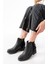 165-209 Siyah Arka Bağcık Aksesuarlı Fermuarlı Günlük Kadın Bot 2