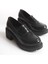 K-706 Siyah Kırışık Rugan Yüksek Tabanlı Loafer Ayakkabı 5