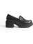 K-706 Siyah Kırışık Rugan Yüksek Tabanlı Loafer Ayakkabı 6
