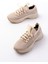 3001 Bej Bağcıklı Fileli Günlük Spor Ayakkabı 3